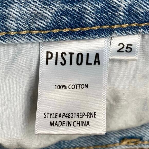 PISTOLA Anthropologie Gigi Low Rise Cut Off Denim Jean Shorts 25 Blue Distressed - Picture 6 of 9